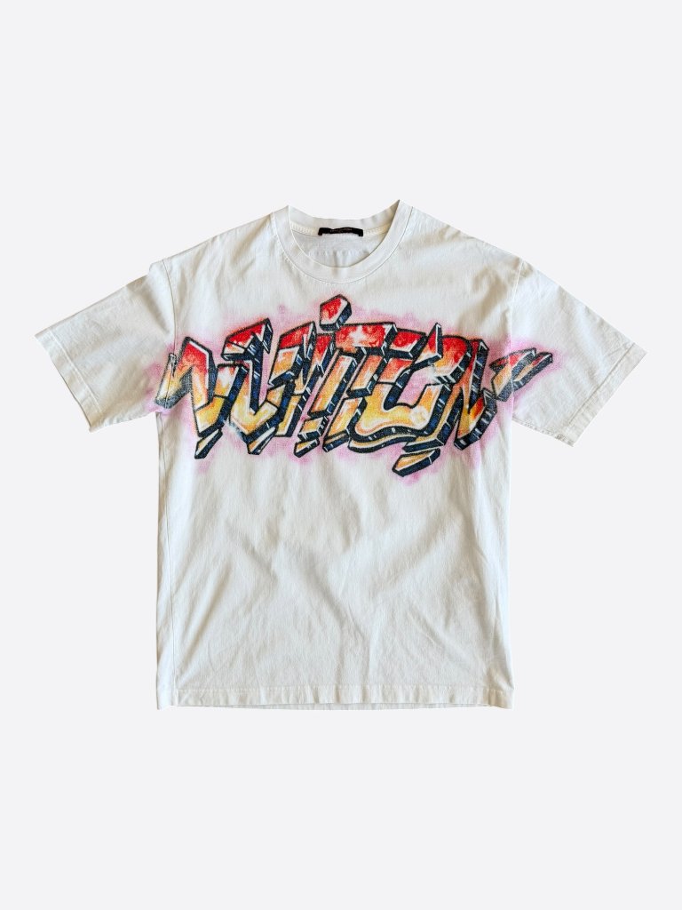 Louis Vuitton White Graffiti Logo T-Shirt